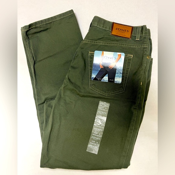 NWT Womens Jones Sports Classic Fit Olive Green Jeans  Size 16 - Picture 1 of 8